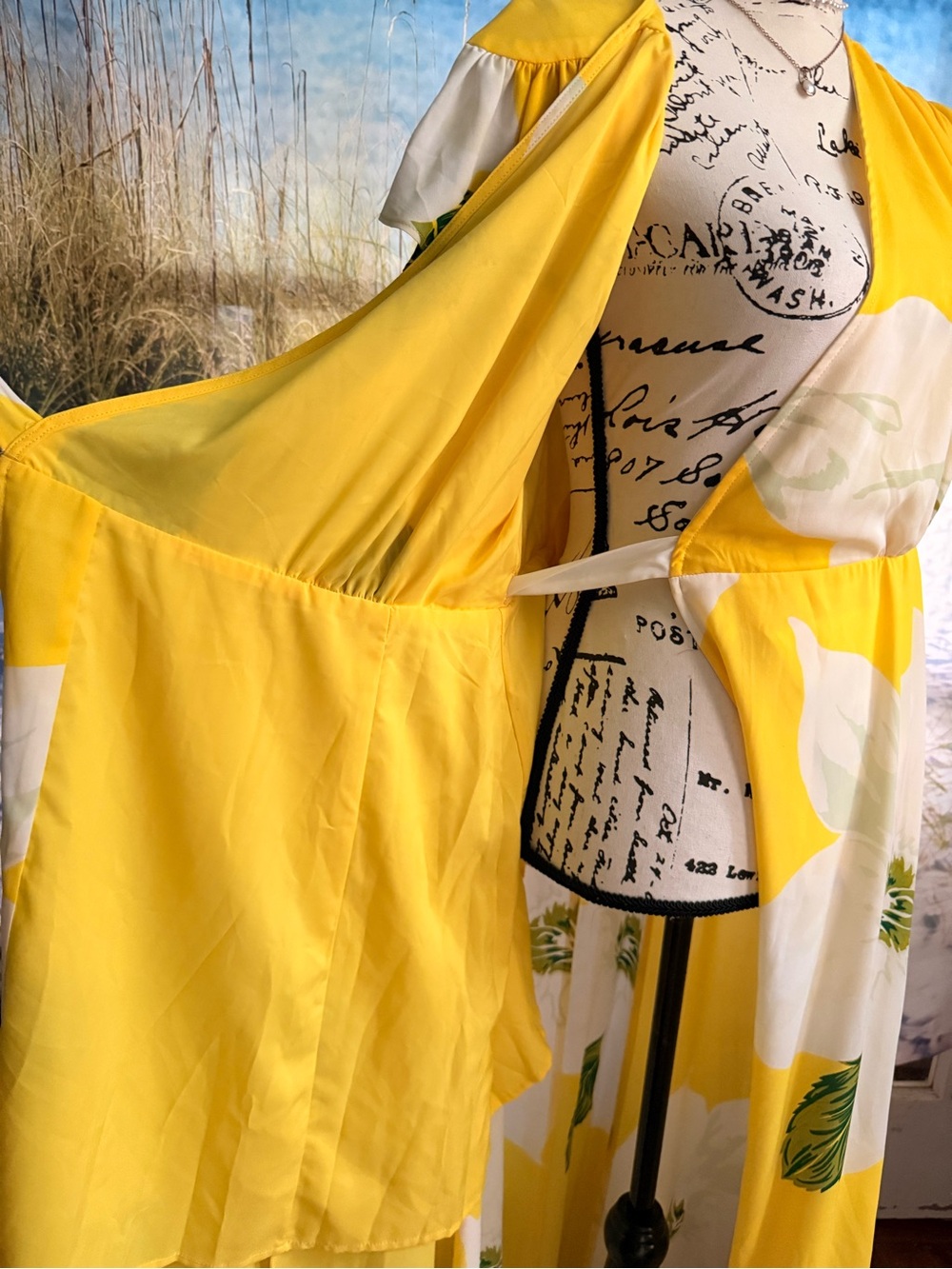 New York & Company Yellow & White Floral Wrap-Style Maxi Skirt - Picture 10 of 10